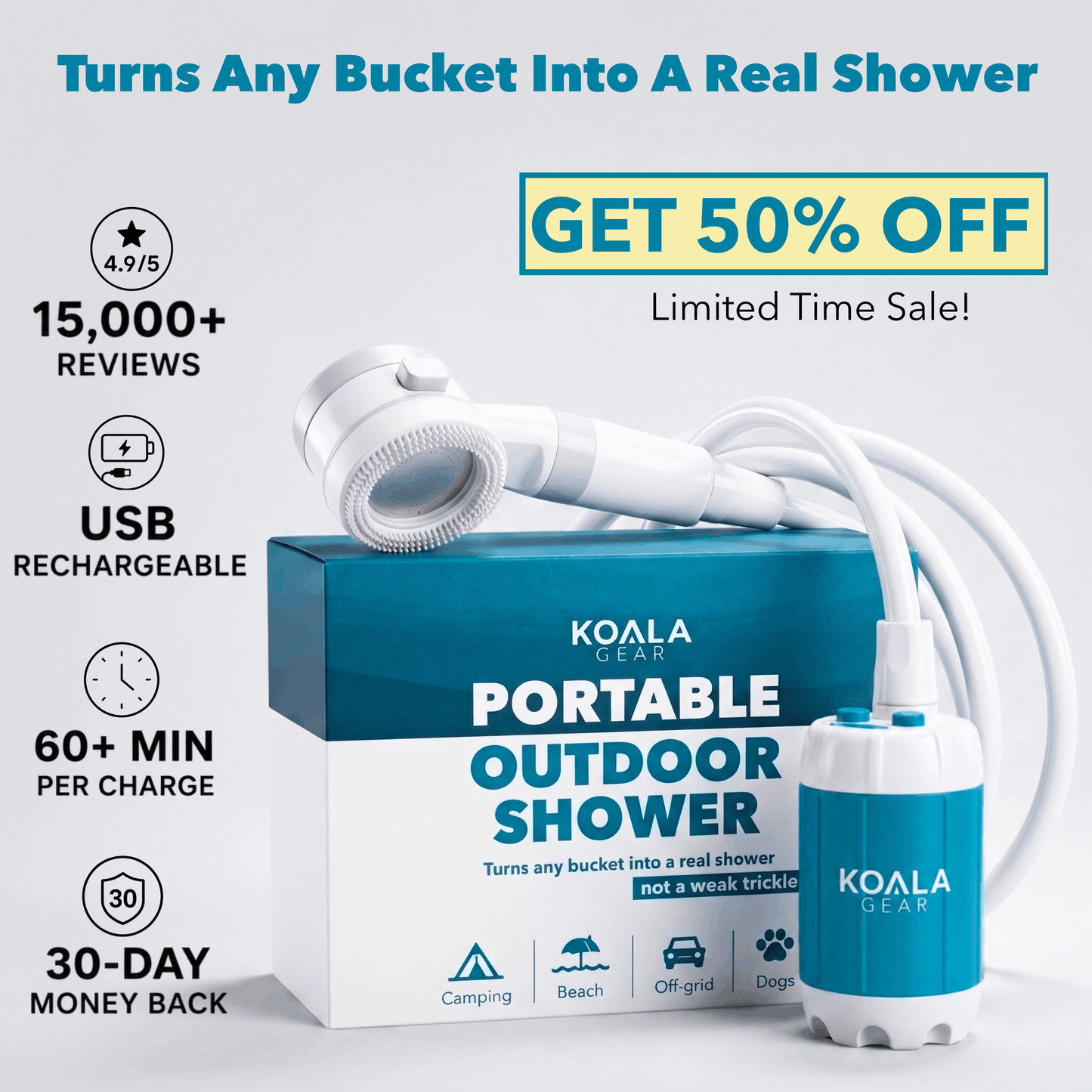 KoalaGear™ Portable Shower Kit - Koala Gear